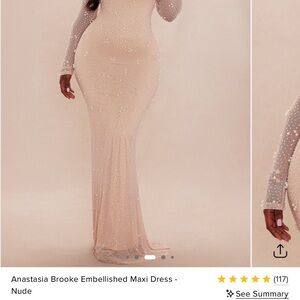 Fashion Nova Anastasia Beige Embellished Maxi Dress